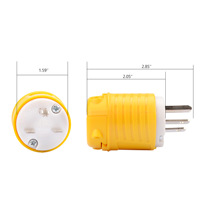 Juego de Conectores de Repuesto para Cable de Extensión con Certificado ETL, NEMA 6-15P/NEMA 6-15R, 15A 250V, Macho y Hembra