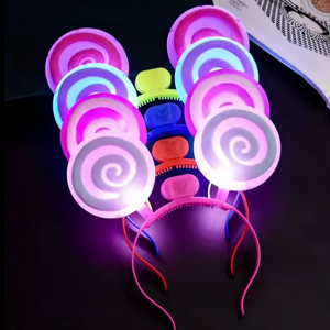Top vente LED paillettes sucette bandeau en plastique luminescent épingle à cheveux pour les enfants retour à l'école Halloween Graduation Diwali - Product Image 1