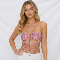 Soutien-gorge chaîne perlée fait main, haut de gamme, avec franges en cristal, pour femme, idéal pour festivals, raves et soirées.