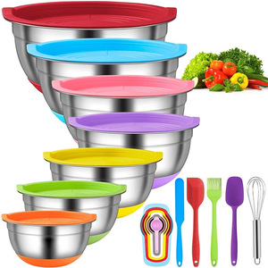Set di insalatiere da cucina colorate in Silicone antiscivolo in <span class=keywords><strong>acciaio</strong></span> inossidabile all'ingrosso <span class=keywords><strong>con</strong></span> coperchi ermetici - Product Image 1