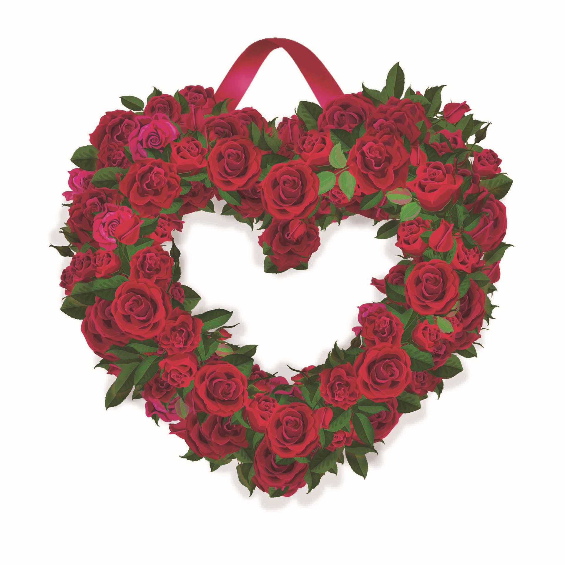 Corona de rosas rojas