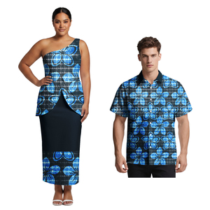 Camisas Hawaianas <span class=keywords><strong>de</strong></span> Playa para Hombre, Elegantes Blusas sin Mangas Samoan Puletasi con Diseño Tribal Polinesio para Parejas, Conjuntos Combinados - Product Image 5