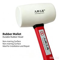 Maillet en caoutchouc blanc de 32 oz avec manche en fibre de verre, tête ronde, outil manuel pour la réparation automobile