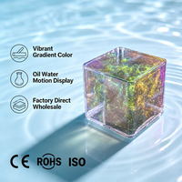 Cube de sable mouvant liquide flottant en plastique acrylique OEM, à paillettes dégradées, pour artisanat, décoration sensorielle de bureau, fourniture en vrac personnalisée