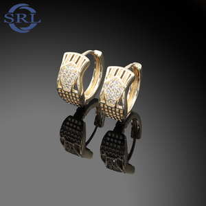 Mạ Vàng Hình Học <span class=keywords><strong>Dangle</strong></span> Hoop Bông Tai Sang Trọng Hợp Thời Trang Pha Lê Trang Sức Với Zircon Đá Cho Phụ Nữ Của Đám Cưới - Product Image 2