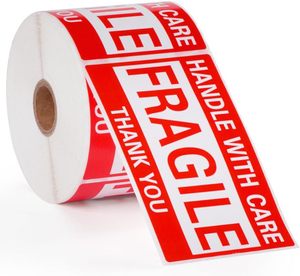 내구성 있는 영구 접착제 취급주의 스티커 배송 및 이사용 친환경 방수 라벨 - Product Image 1