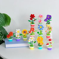 Puzzle de construction de fleurs éternelles (Tournesol, Rose) en forme de plante succulente en pot, jouet DIY à assembler, 40 pièces en ABS, unisexe, Saint-Valentin