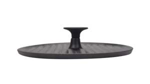 Piastra Rotonda in Ghisa Nera Pretrattata, Compatibile con Griglia, per Cucinare Insieme, Resistente e Utilizzabile per Pressare Bistecche o Carne - Product Image 3