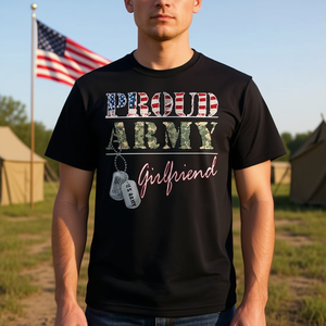 T-shirt militaire pour petite amie de l'armée, avec drapeau américain - Product Image 3