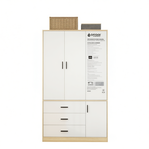 Armoire Eorcooz à 3 portes et 3 tiroirs, en bois, pour chambre à coucher, design moderne et minimaliste, autoportante - Product Image 1