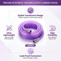Tuyau en PVC transparent violet durable de 30 m, résistant aux UV et aux intempéries, flexible, avec connecteurs étanches