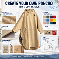 Poncho de change d'extérieur à marque privée, doublure polaire fine, résistant à l'eau, manches longues chauve-souris, robe de bain et de surf pour hommes et femmes