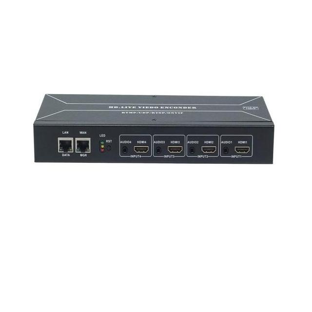 HDH4000 Full HD1080P 4-Channel IPTV Encoder Supports HLS/M3U8/FFMPEG/SRT/HTTP/RTSP/RTMP/UDP Streaming for FTTH