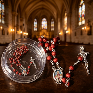 Rosario católico de alta gama, blanco, con San Judas, rojo, niños con San Benito, al por mayor, de rosas, tonalidades tierra, Israel. - Product Image 4