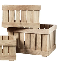 Op maat gemaakte appelhouten gegraveerde voedselcontainerset van 4, houten opbergkratten met handvat, decoratieve manden voor fruit