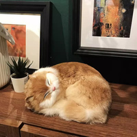 Modèle d'animal chat simulé, décoration d'intérieur Art Déco, ornement de bureau, fourrure véritable, cadeau pour la remise des diplômes, Pâques, condoléances