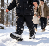 Bottes d'hiver pour enfants résistantes au vent, imperméables, respirantes, thermiques, légères, motif flocon de neige, chaudes, avec fermeture velcro réglable
