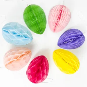 Factory New Design Handmade Hanging Paper Honeycomb Eggs Easter Paper Eggs