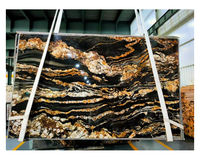 Granite noir ambre, granite magma or, quartzite fusion noir pour plan de travail d'îlot de cuisine, pierre noire