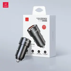 Xundd A + C端口30w + 30w金属汽车快速充电器支持PD QC3.0 USB C车载电话充电器适用于iPhone的C型适配器