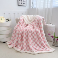 Couverture à carreaux double couche en jacquard, couverture moelleuse et chaude pour canapé et lit, vente en gros