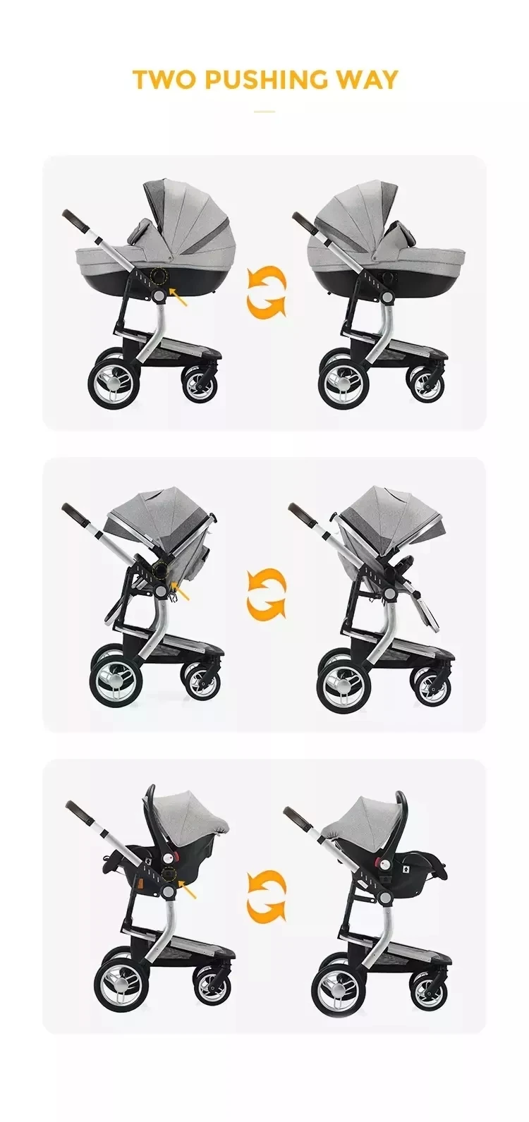 2022 High Landscape and Fashional Pram Wholesale European Infant Cart Foldable 3 In 1 baby Stroller