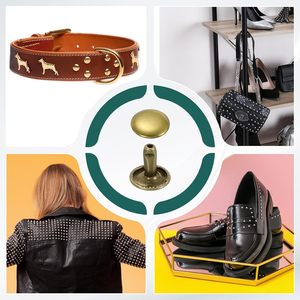 Uxcell Sets Remaches de Cuero de Doble Capa, Remaches Metálicos de Capa Redonda de X mm para Reparación de Cuero, Manualidades, Bolsos, Cinturones, Zapatos, Bronce - Product Image 6