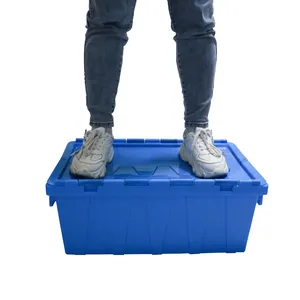 Heavy duty removal packing stackable nestable attached lid plastic storage crates Turnover Box