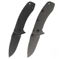 Couteau pliant de camping Meiji, petit modèle, entièrement noir, ultra-affûté, lame en acier haute teneur en carbone plaqué titane, manche en acier inoxydable