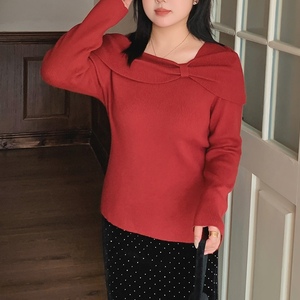 เสื้อสเวตเตอร์ถักคอวีสำหรับผู้หญิงไซส์ใหญ่ แฟชั่นเสื้อถัก - Product Image 5