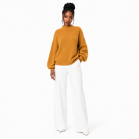 Pull-over en polyester et élasthanne tricoté à la machine, col rond, respirant, pour femme, vente en gros directe d'usine, stock disponible, collection automne