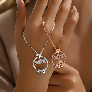 Collar con Grabado Personalizado de Moda Retro Song Yi para el Día de la Madre, Estilo Europeo y Americano, Piedra de Nacimiento de Diciembre para Mujer - Product Image 1