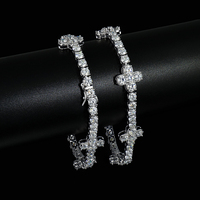 Großhandel Kundenspezifisches Damen-Tennisarmband aus 925er Sterlingsilber mit 4 mm zertifiziertem Moissanit, Crushed Ice VVS und Blumenmuster