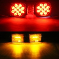 Kit de feux arrière de remorque LED carré étanche 12V lentille claire Kit de licence de feux de course de clignotant d'arrêt de frein de remorque rouge