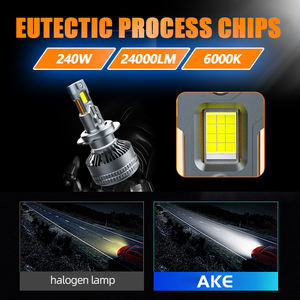 AKE K10 240W H11 Phare LED de haute qualité, double tubes en cuivre, 6000K blanc, phares LED H11 9-16V 24000Lm LED H11 Canbus - Product Image 2