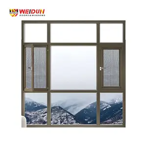 Weidun VDx70 ultimi disegni isolamento termico impermeabile stoccaggio uragano impatto finestre in alluminio per residenza
