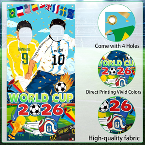 Wereldbanner Landvlaggen van de wereld 2026 Internationale decoraties Fotoachtergrond, 70x35in, versie voor twee personen - Product Image 2