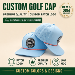 Original 5 Panel Solid Waterproof Golf <b>Cap</b> Custom Silicone Logo Low MOQ OEM Laser Perforated 3D Rubber Patch Bespoke Method - Product Image 1