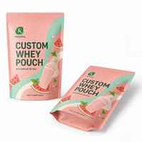 Sachet à fond plat personnalisé avec logo, qualité alimentaire, pour poudre de protéines de lactosérum, emballage de suppléments nutritionnels sportifs avec fermeture éclair