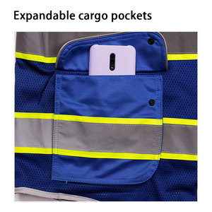 High Quality Blue Customized Hi Vis Safety Reflective Vest Breathable Mesh Fabric Work Construction Workwear for Men