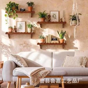Wooden Wave Shaped Wall Floating <b>Shelf</b> Solid Wood Storage <b>Rack</b> For Home Decoration Green Plant Display - Product Image 2