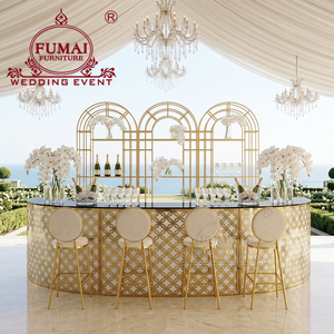 เคาน์เตอร์บาร์ทรงกลมสำหรับร้านกาแฟ ดีไซน์ใหม่ ขายส่งจากโรงงาน พร้อมชั้นวางของสองชั้น - Product Image 2