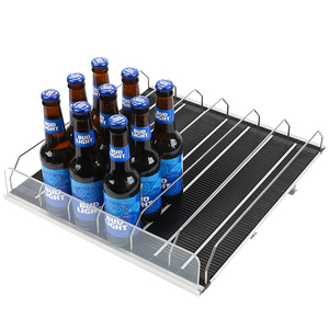 Sistema de estanterías rodantes por gravedad para supermercados, con rieles deslizantes y empujadores de botellas - Product Image 1