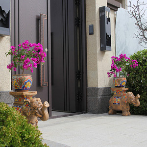 Cement And Fiberglass Elephant Flower Stand With Mosaic Craftsmanship <b>Garden</b> Ornament - Product Image 2