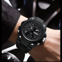 Jam Tangan Elektronik Pria BINBOND 885 Multifungsi Sport Tahan Air Tali Silikon Bercahaya Layar Ganda LED Digital