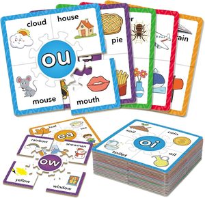 Permainan Puzzle Fonik Kustom Permainan Mengeja Kartu Fonik Kartu Kata Pandang untuk Balita Belajar Mainan Edukasi - Product Image 1