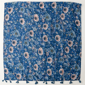 Fabbrica della cina all'ingrosso più recente <span class=keywords><strong>elegante</strong></span> fiore <span class=keywords><strong>blu</strong></span> morbido scialli stampati imitazione cotone sentimenti sciarpe lunghe grandi donne sciarpe - Product Image 3