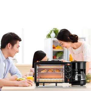 Machine à petit-<span class=keywords><strong>d</strong></span>éjeuner multifonction 3 en 1, grille-<span class=keywords><strong>pain</strong></span> électrique en acier inoxydable, four à café, grille-<span class=keywords><strong>pain</strong></span> à température réglable - Product Image 4