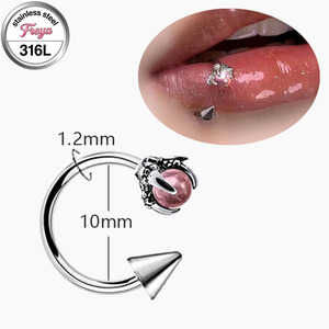 Freya 16G Anillos para Labio de Acero Inoxidable, Joyería para Piercings: Anillo Herradura, <span class=keywords><strong>Labret</strong></span>, Barbell Espiral, Pendientes para Hélice y Tragus, Aro para Septum - Product Image 5