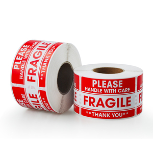 Red Fragile <b>Labels</b> Self-Adhesive Rectangular Paper Stickers This Side Die-Cut <b>Waterproof</b> Shipping <b>Labels</b> - Product Image 5